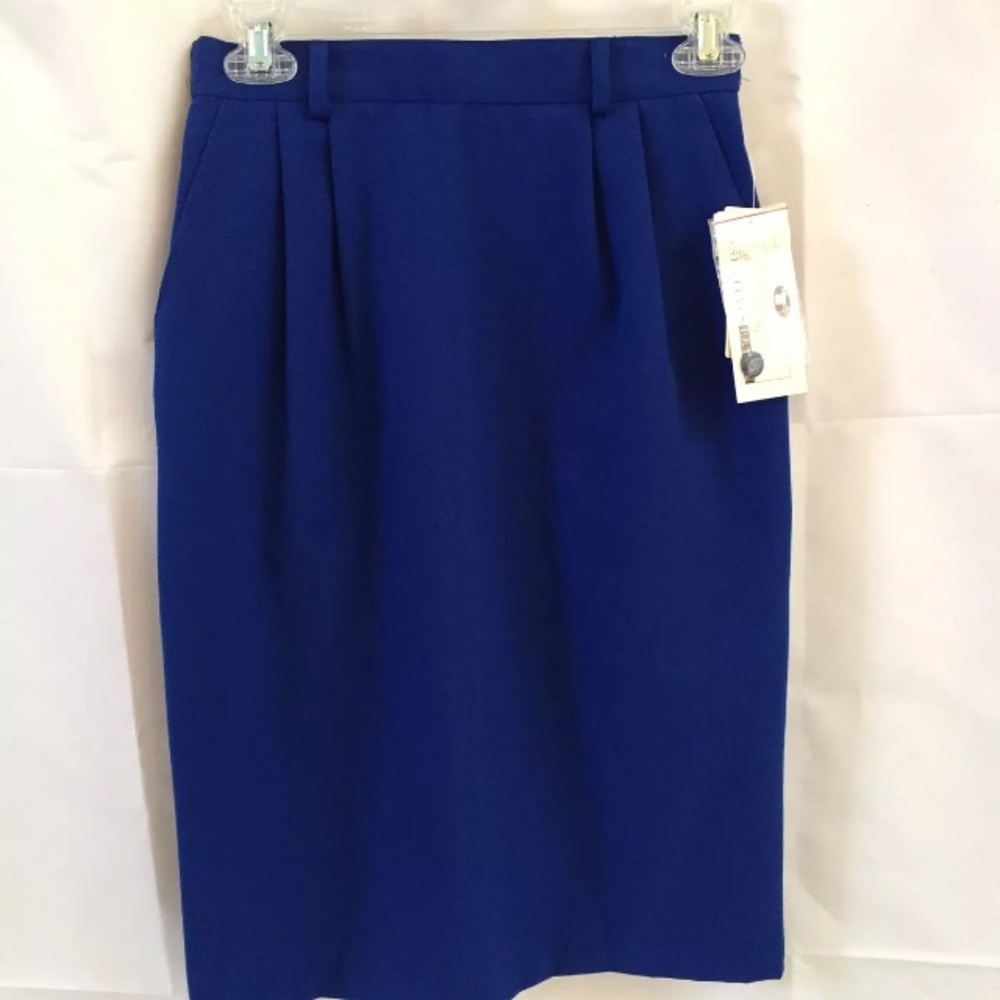 Worthington Womens 4 P Petite Blue Career Skirt